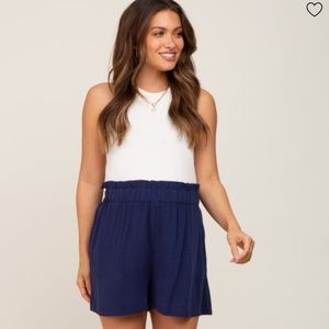 Pinkblush Navy Linen Ruffled Maternity Shorts